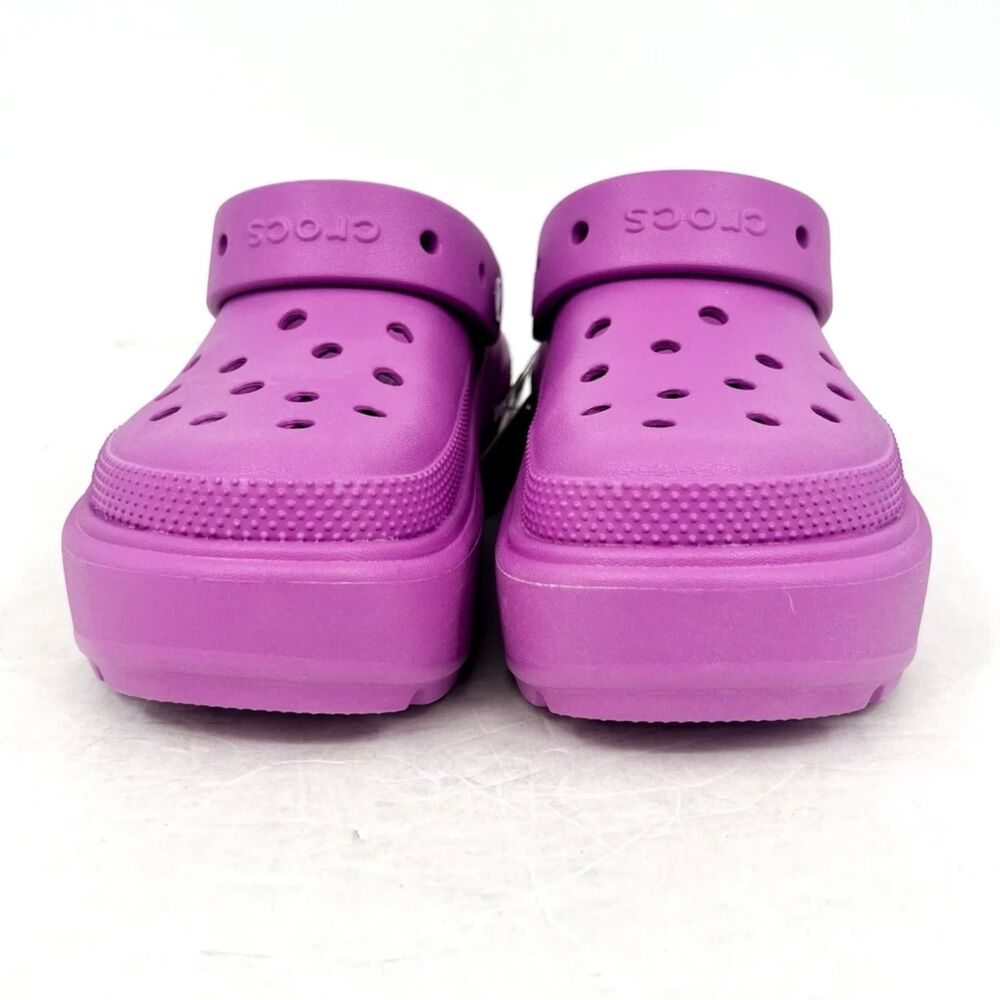 Crocs Platform Chunky Stomp Clogs Bubble Pink Purple Barney Ladies 9 BNWT - Picture 9 of 9